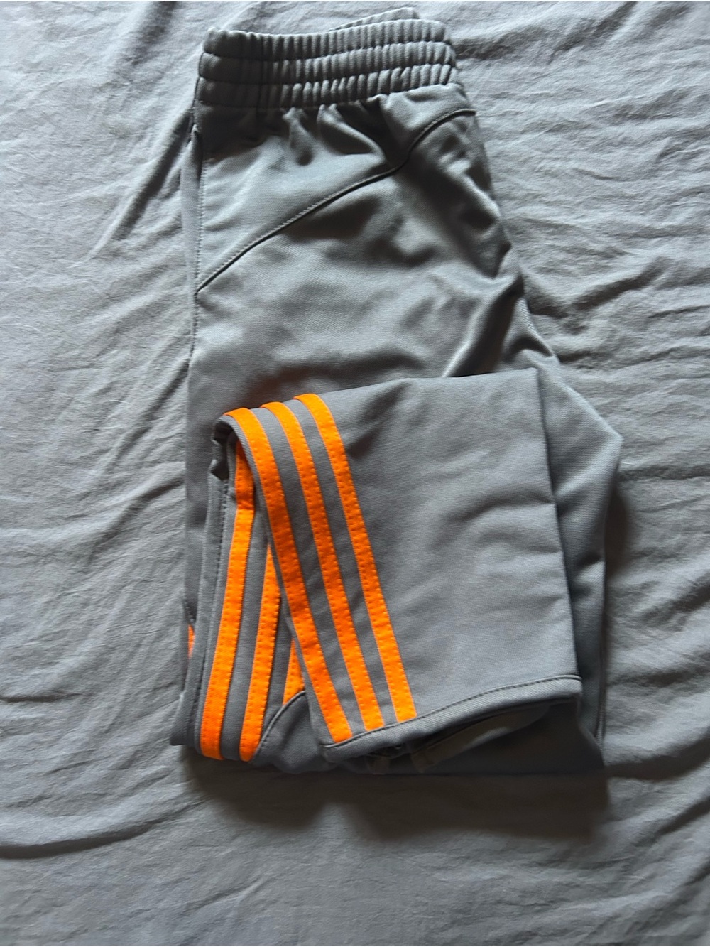 adidas Kids Gray Track Pants with Orange Logo Accent - Picture 2 of 4